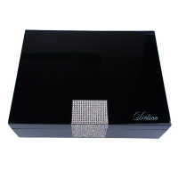 Factory Wholesale Custom Black Piano High Glossy Wooden Luxury Chocolate Box Packaging with Rhinestone