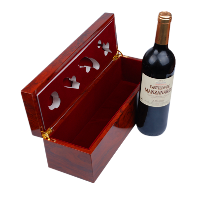 Manufacturer Wholesale Piano High Glossy Finish Rosewood Luxury Wine Bottle Packaging Box with 4 Accessories